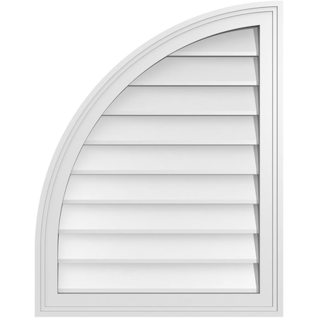 Quarter Round Top Left Surface Mount PVC Gable Vent W/ 2W X 1-1/2P Brickmould Frame, 22W X 28H